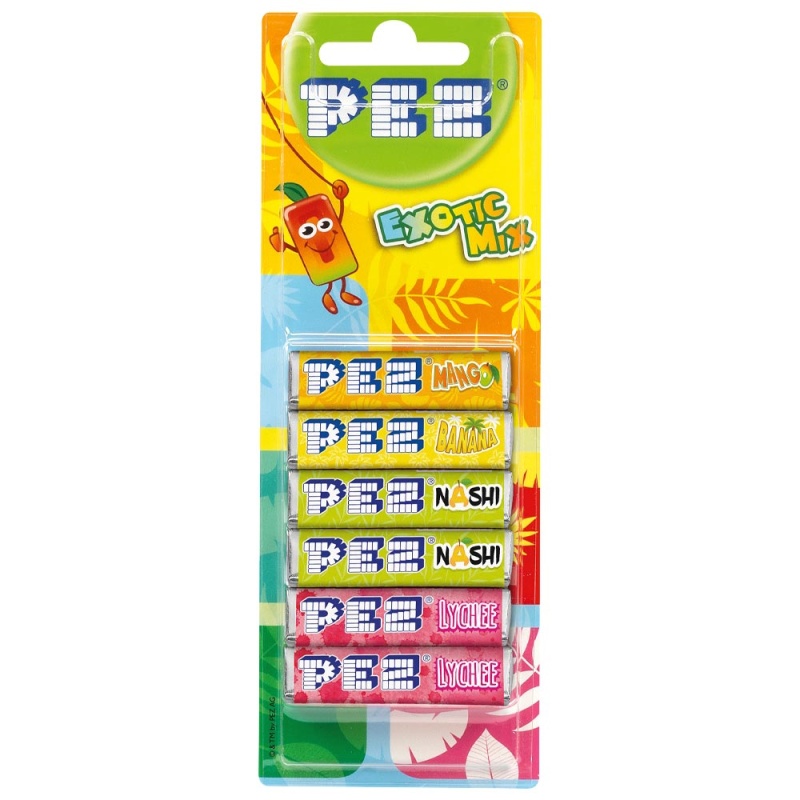 Exotic Flavour PEZ Refill Tablets 6 Pack Sweets 51g